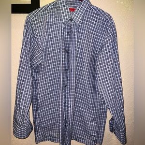 Hugo Boss long sleeved button down blue shirt